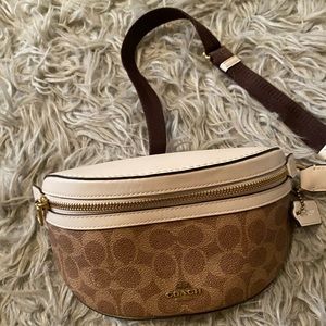 Brown coach Fanny pack with coach logos